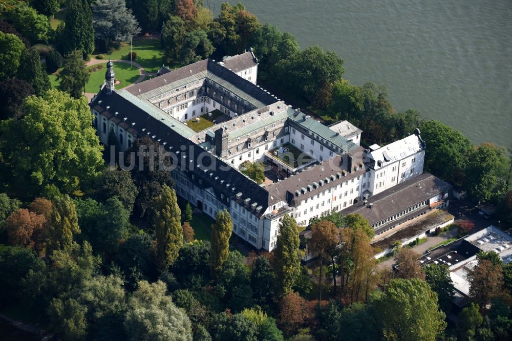 Luftbild Remagen - Schulgebäude des Gymnasium Franziskus-Gymnasium auf der Insel Nonnenwerth im Ortsteil Rolandswerth in Remagen im Bundesland Rheinland-Pfalz, Deutschland