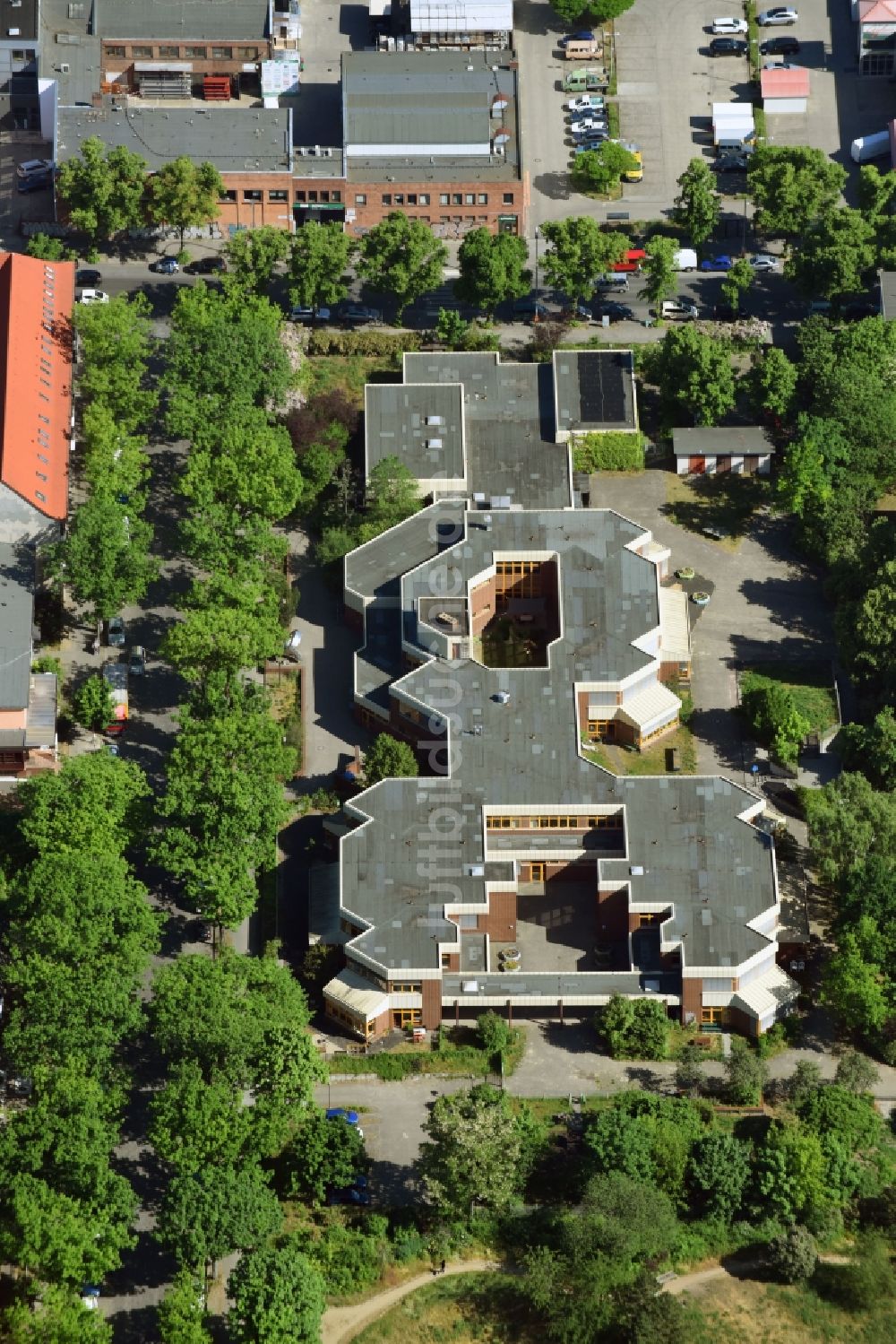 Berlin aus der Vogelperspektive: Schulgebäude der Marianne-Cohn-Schule an der Holzmannstraße in Berlin, Deutschland