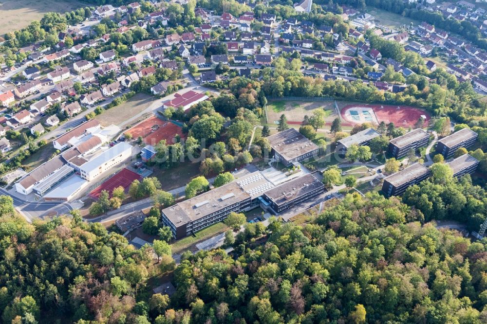 Adelsheim aus der Vogelperspektive: Schulgebäude der Martin-von-Adelsheim Schule und Eckenberg - Gymnasium in Adelsheim im Bundesland Baden-Württemberg, Deutschland