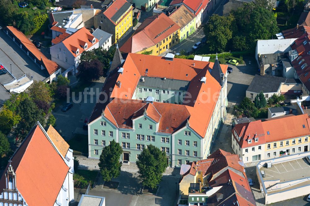 Kamenz von oben - Schulgebäude 1. Oberschule in Kamenz im Bundesland Sachsen, Deutschland