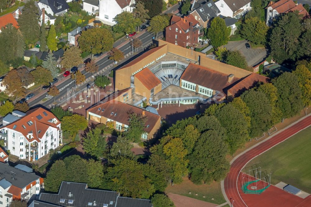 Unna von oben - Schulgebäude des Pestalozzi-Gymnasium in Unna im Bundesland Nordrhein-Westfalen, Deutschland