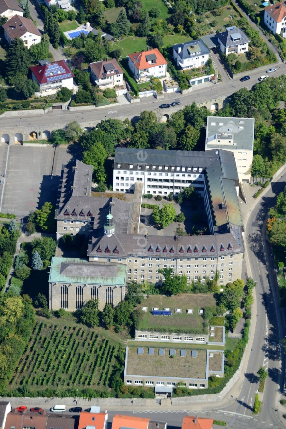 Luftbild Bruchsal - Schulgebäude der Privates Gymnasium St. Paulusheim in Bruchsal im Bundesland Baden-Württemberg