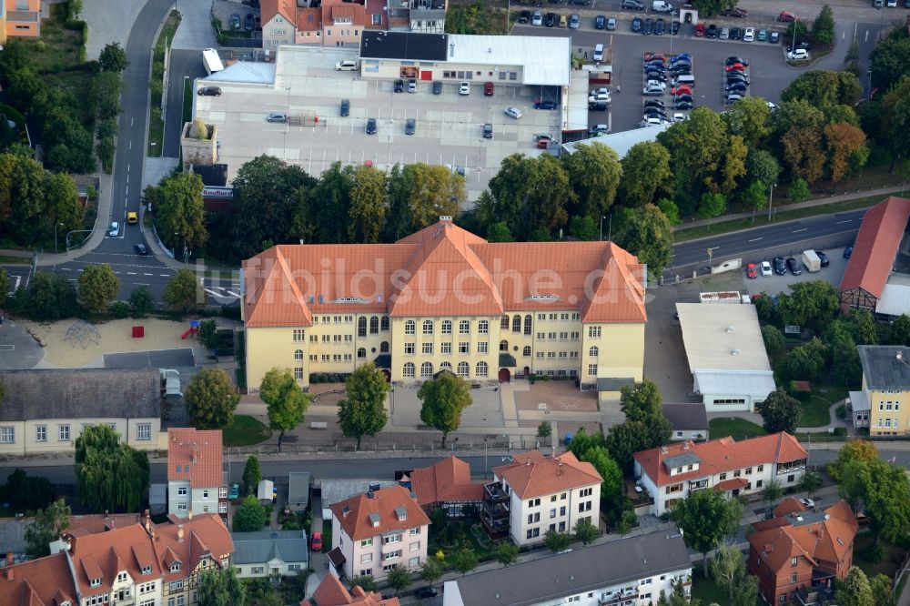 Luftaufnahme Bad Langensalza - Schulgebäude Puschkinstraße - Poststraße in Bad Langensalza im Bundesland Thüringen