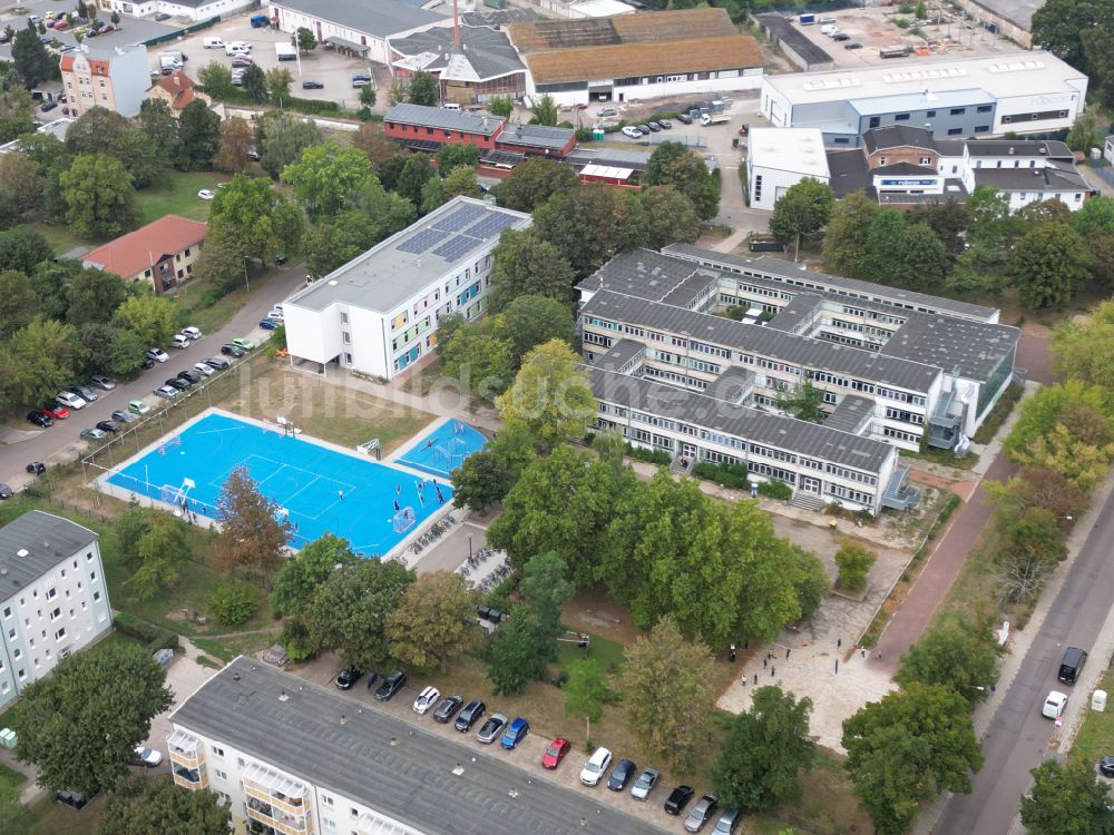 Halle (Saale) aus der Vogelperspektive: Schulgebäude Saaleschule für (H)alle in Halle (Saale) im Bundesland Sachsen-Anhalt, Deutschland