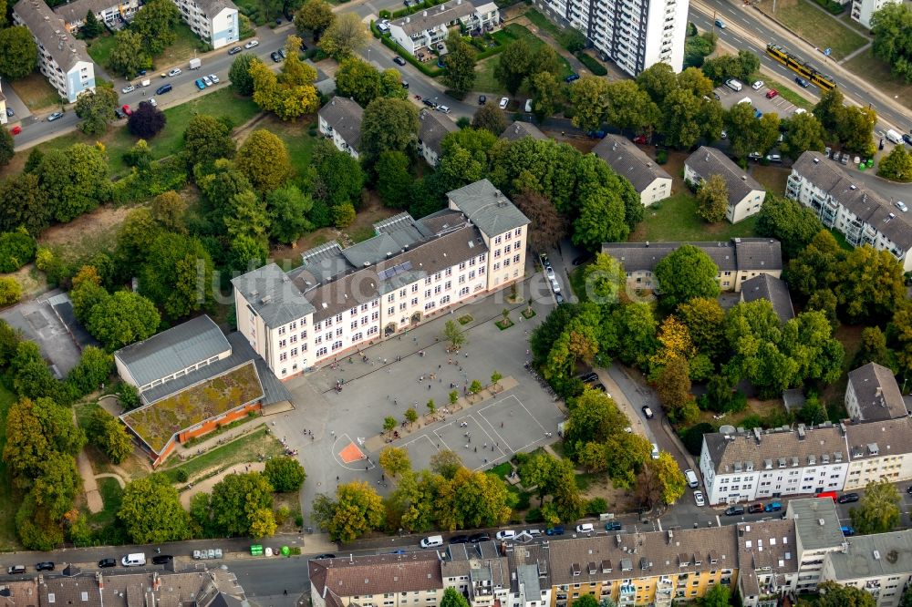 Essen aus der Vogelperspektive: Schulgebäude der Städtische Gesamtschule Holsterhausen in Essen im Bundesland Nordrhein-Westfalen, Deutschland