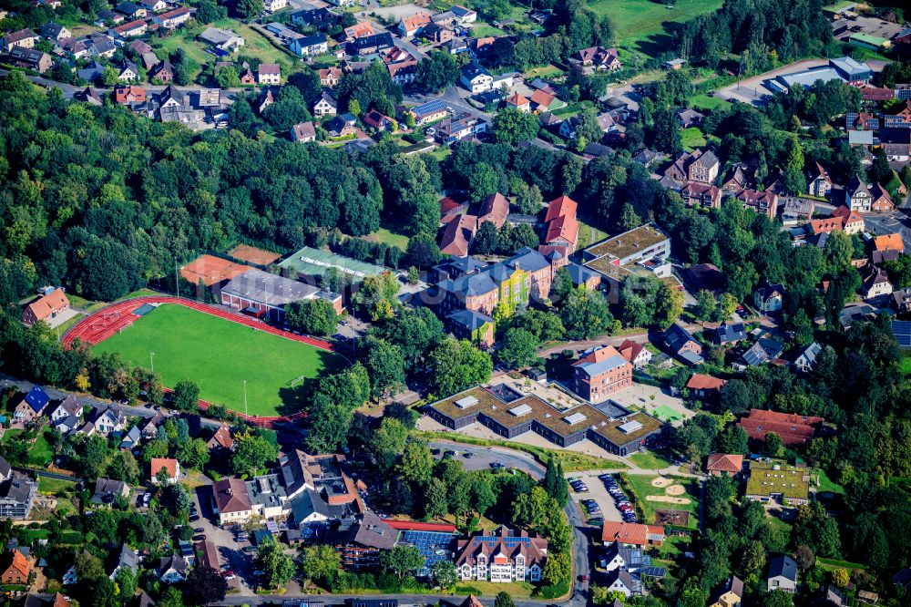 Luftbild Geestland - Schulgelände mit Sportplatz Niedersächsische Internatsgymnasium in Bad Berderkesa im Bundesland Niedersachsen, Deutschland