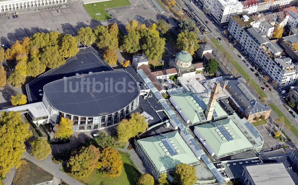 Luftaufnahme Karlsruhe - Schwarzwaldhalle, Gartenhalle und Vierordtbad Karlsruhe