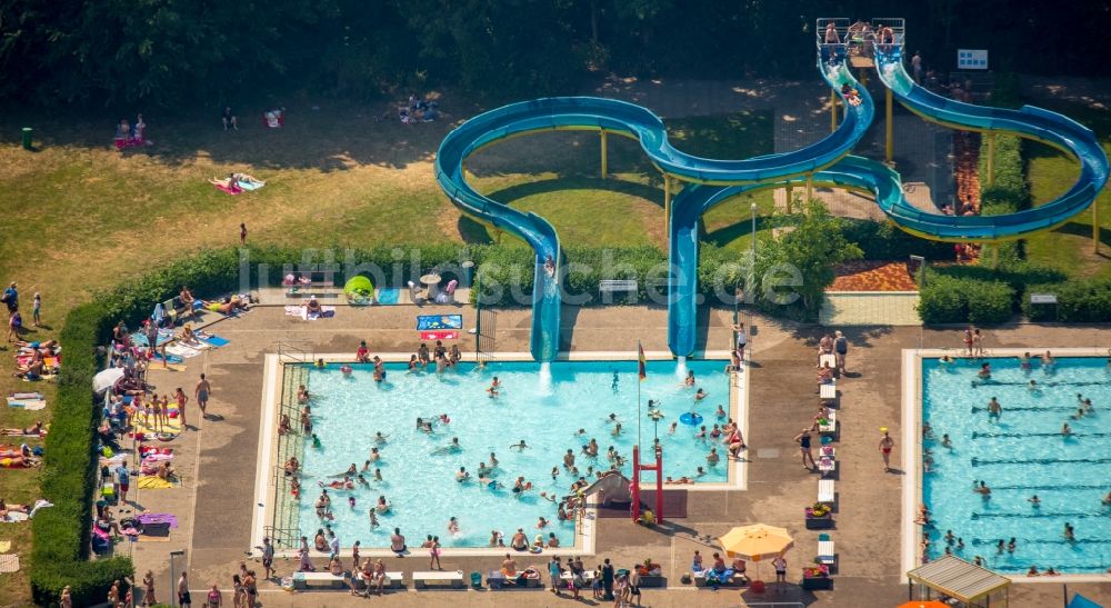 Luftbild Hamm - Schwimmbecken am Freibad der Freizeiteinrichtung Freibad Süd in Hamm im Bundesland Nordrhein-Westfalen