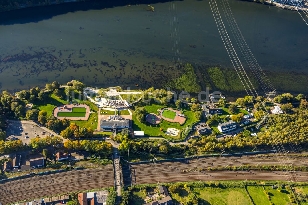 Luftbild Hagen - Schwimmbecken des Freibades - Familienbad im Ortsteil Hengstey in Hagen im Bundesland Nordrhein-Westfalen, Deutschland