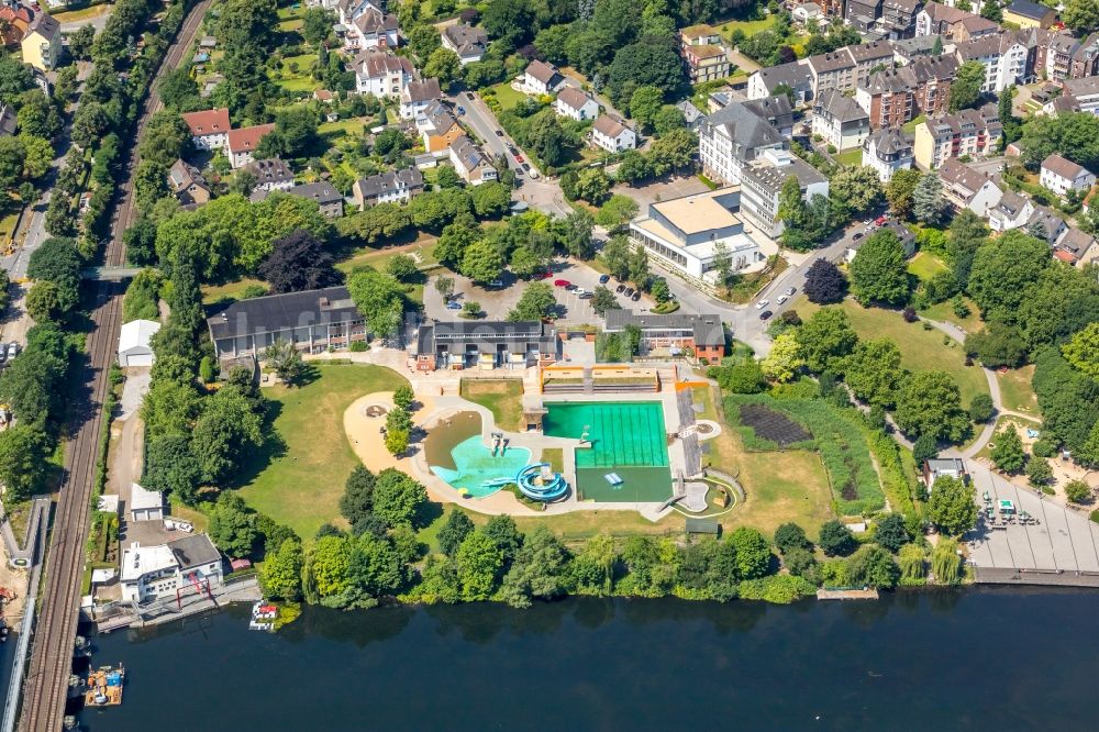 Luftbild Wetter (Ruhr) - Schwimmbecken des Freibades Natur Freibad Wetter (Ruhr) am Ufer des Harkortsee in Wetter (Ruhr) im Bundesland Nordrhein-Westfalen, Deutschland