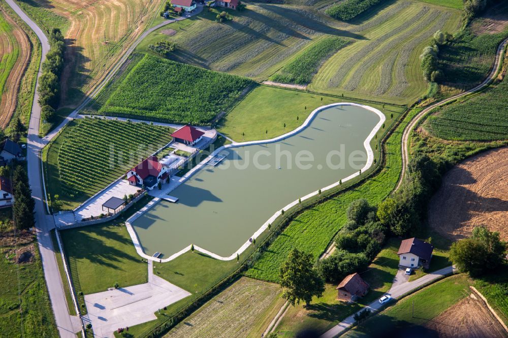 Luftbild Bresnica - Schwimmbecken - Pool enes Weingutes in Bresnica in Ormoz, Slowenien