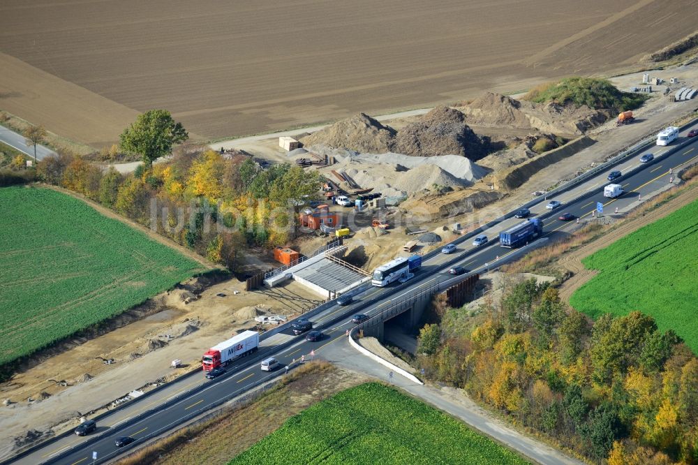 Raddeckenstedt von oben - Sechsstreifiger Ausbau der Bundesautobahn BAB A7 bei Raddeckenstedt im Bundesland Niedersachsen