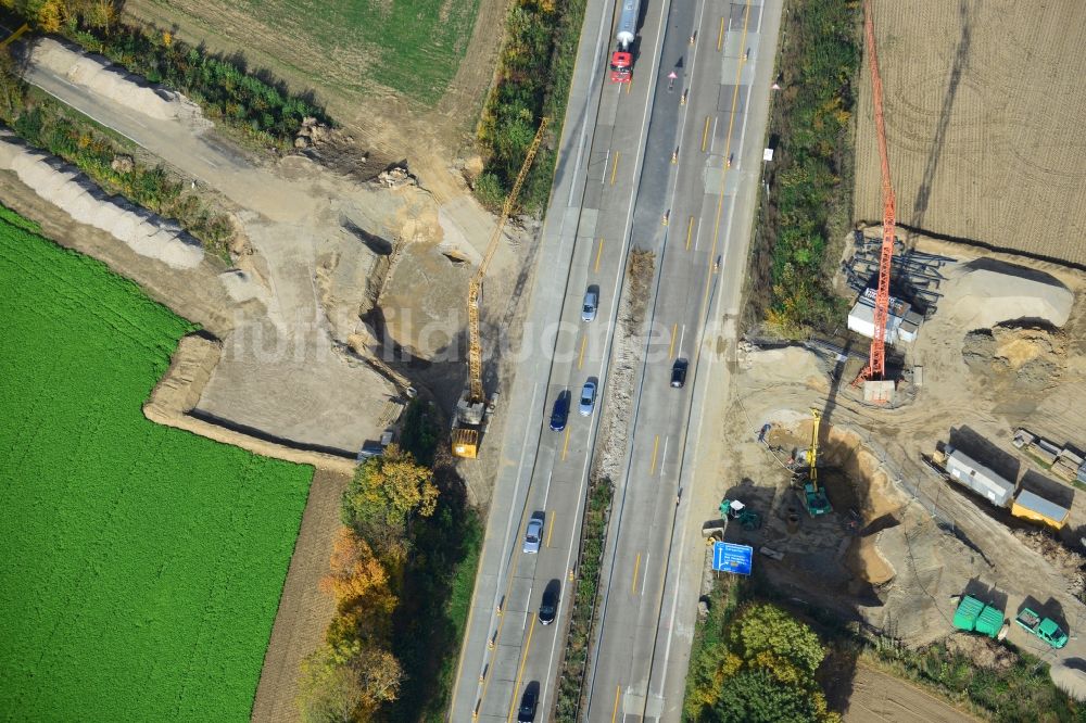 Luftaufnahme Rhüden - Sechsstreifiger Ausbau der Bundesautobahn BAB A7 bei Rhüden im Bundesland Niedersachsen