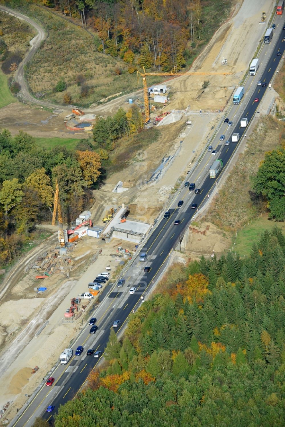 Luftbild Wohldenberg - Sechsstreifiger Ausbau der Bundesautobahn BAB A7 bei Wohldenberg im Bundesland Niedersachsen