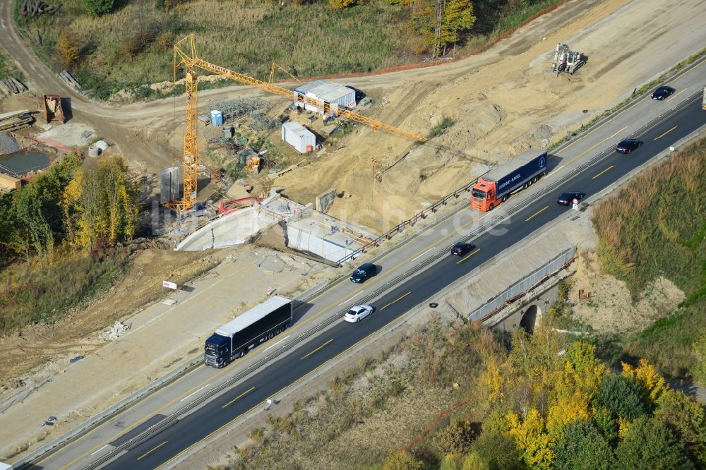 Wohldenberg aus der Vogelperspektive: Sechsstreifiger Ausbau der Bundesautobahn BAB A7 bei Wohldenberg im Bundesland Niedersachsen