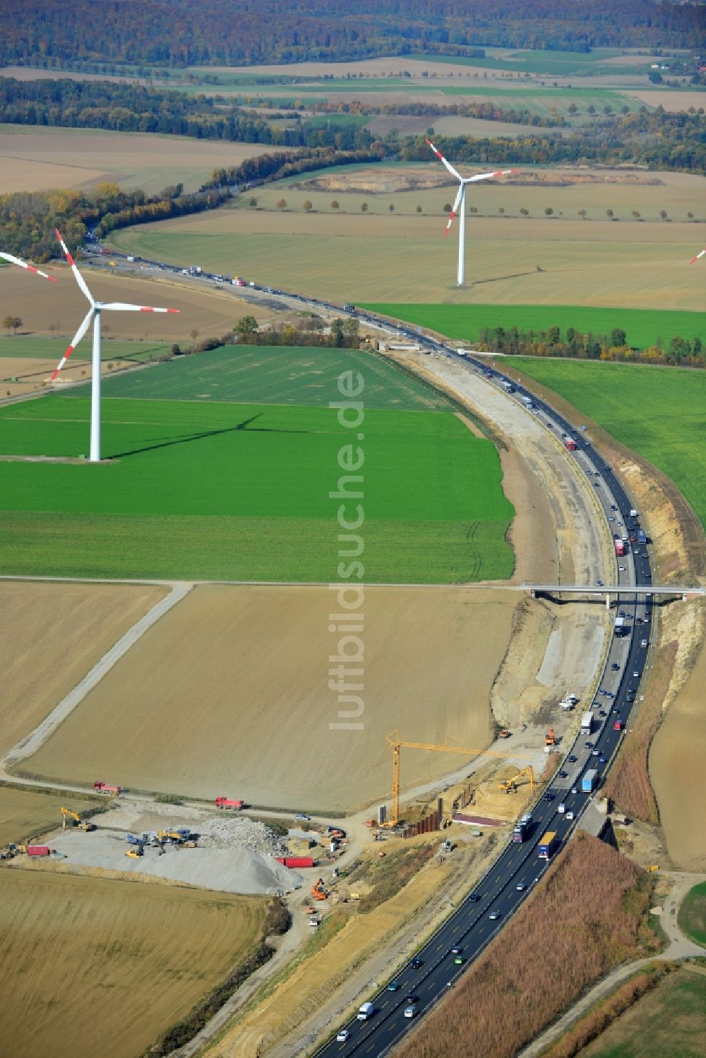 Luftbild Wohldenberg - Sechsstreifiger Ausbau der Bundesautobahn BAB A7 bei Wohldenberg im Bundesland Niedersachsen