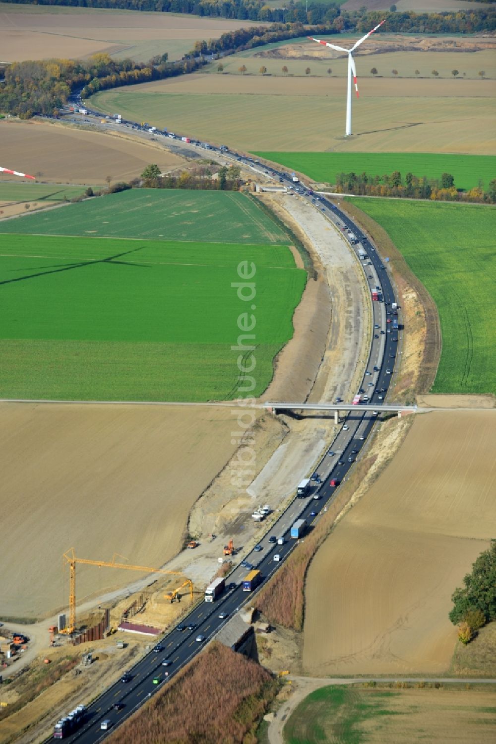 Luftaufnahme Wohldenberg - Sechsstreifiger Ausbau der Bundesautobahn BAB A7 bei Wohldenberg im Bundesland Niedersachsen