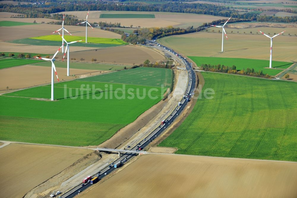 Wohldenberg aus der Vogelperspektive: Sechsstreifiger Ausbau der Bundesautobahn BAB A7 bei Wohldenberg im Bundesland Niedersachsen