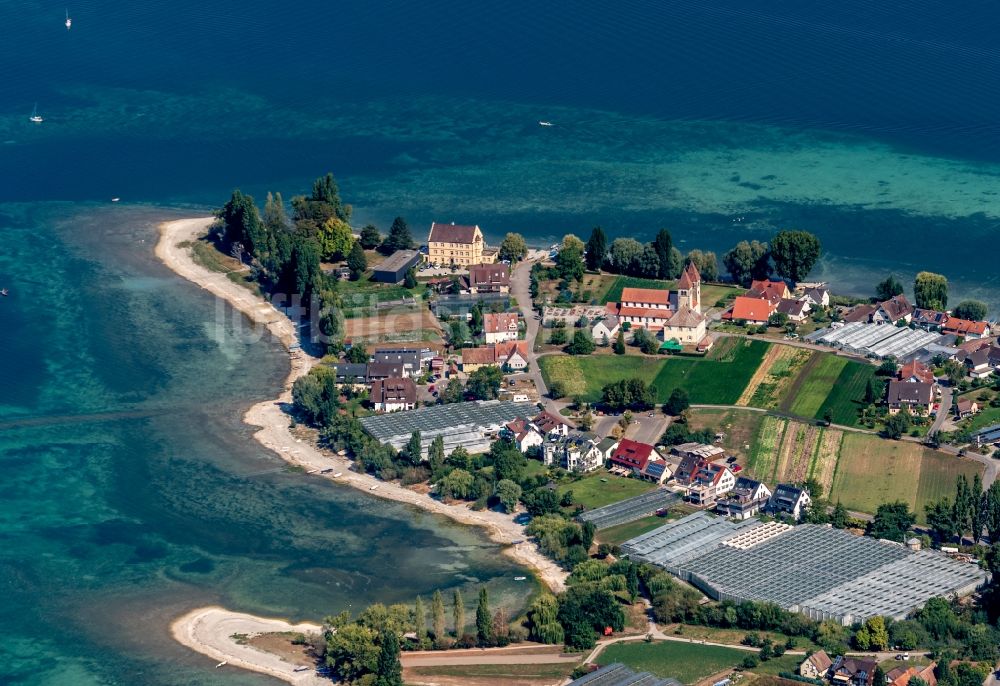 Luftaufnahme Reichenau - See- Insel auf dem Bodensee in Reichenau im Bundesland Baden-Württemberg, Deutschland