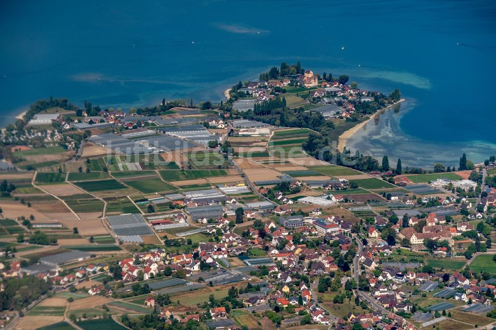 Luftaufnahme Reichenau - See- Insel auf dem Bodensee in Reichenau im Bundesland Baden-Württemberg, Deutschland