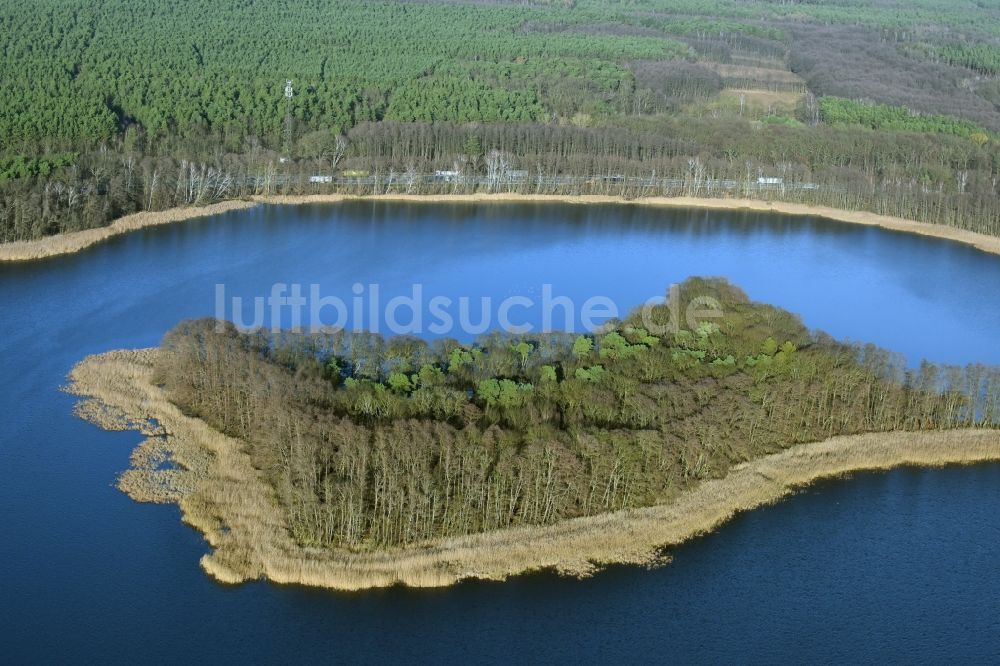 Luftbild Berkenbrück - See- Insel auf dem Dehmsee in Berkenbrück im Bundesland Brandenburg