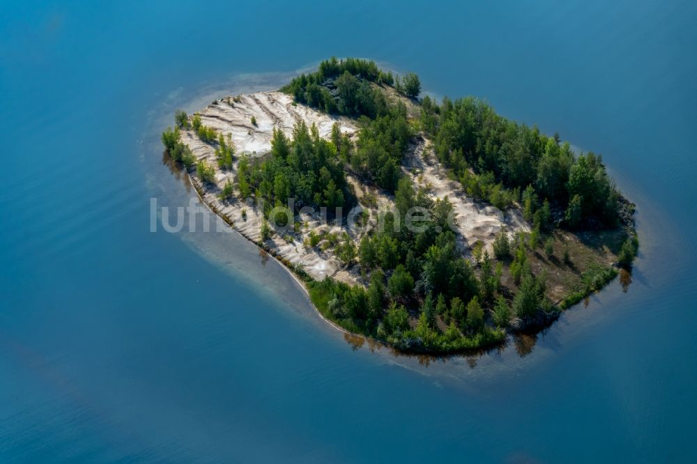 Luftaufnahme Markkleeberg - See- Insel Getzelauer Insel im Markkleeberger See in Markkleeberg im Bundesland Sachsen, Deutschland