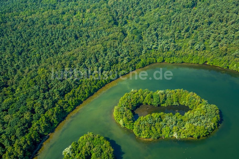 Grafenmühle von oben - See- Insel auf dem Heidesee in Grafenmühle im Bundesland Nordrhein-Westfalen