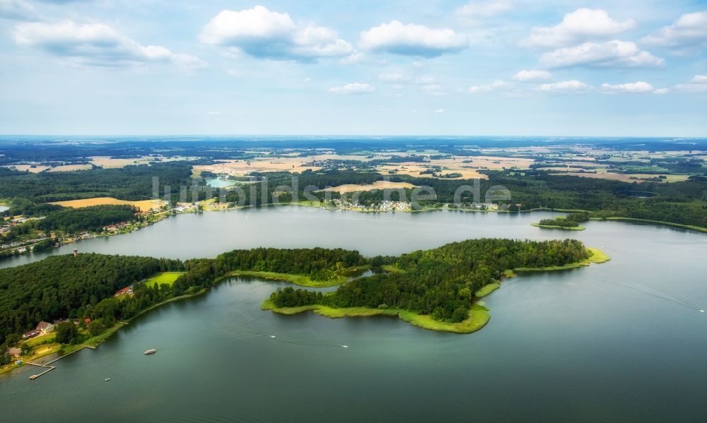 Luftbild Kuchelmiß - See- Insel auf dem Krakower See in Kuchelmiß im Bundesland Mecklenburg-Vorpommern