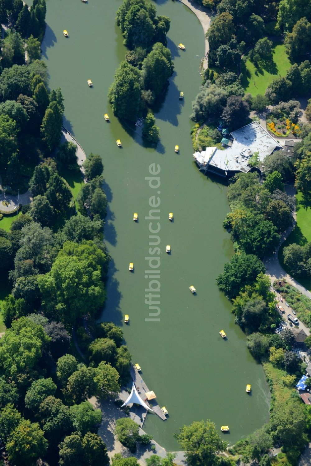 Luftbild Mannheim - See- Insel auf dem Kutzerweiher in Mannheim im Bundesland Baden-Württemberg