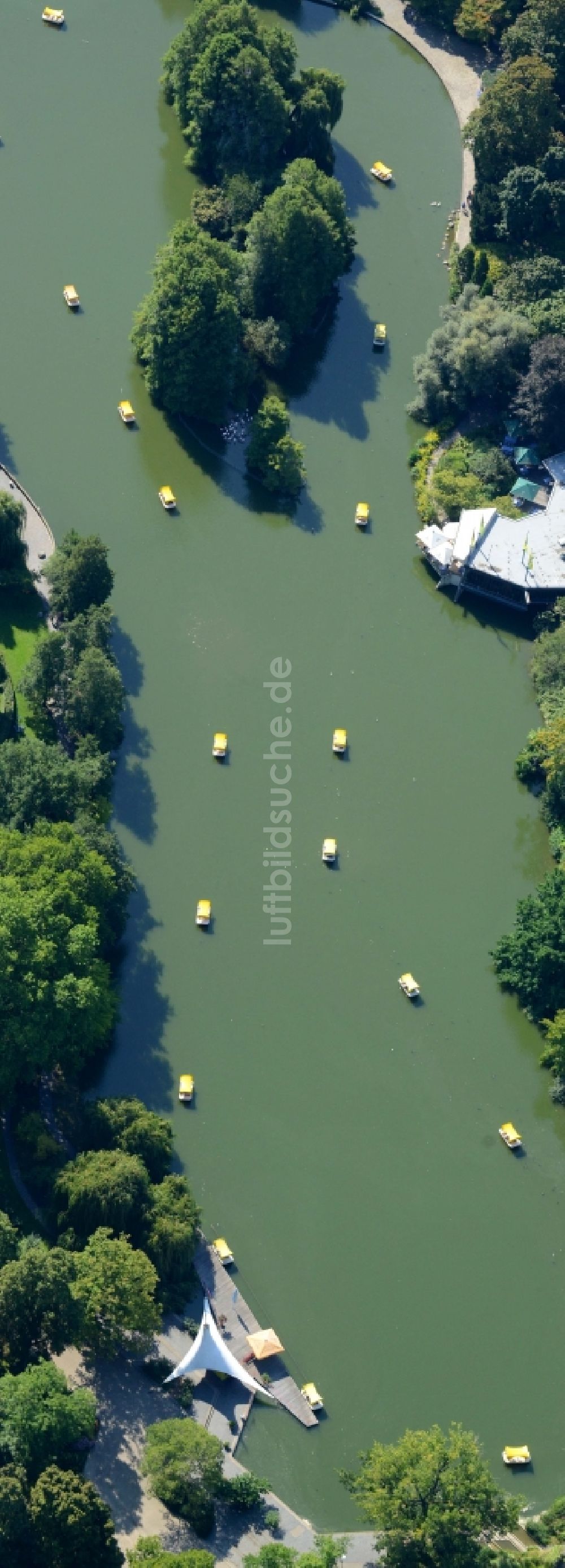 Luftaufnahme Mannheim - See- Insel auf dem Kutzerweiher in Mannheim im Bundesland Baden-Württemberg