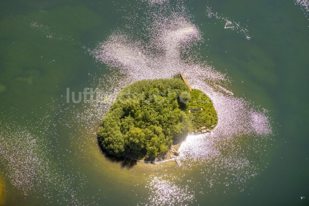 Luftaufnahme Dortmund - See- Insel auf dem Phoenix See im Ortsteil Hörde in Dortmund im Bundesland Nordrhein-Westfalen, Deutschland