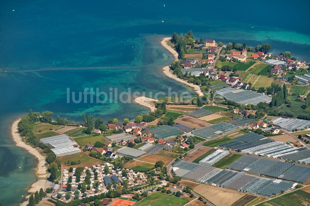 Reichenau von oben - See- Insel in Reichenau im Bundesland Baden-Württemberg, Deutschland