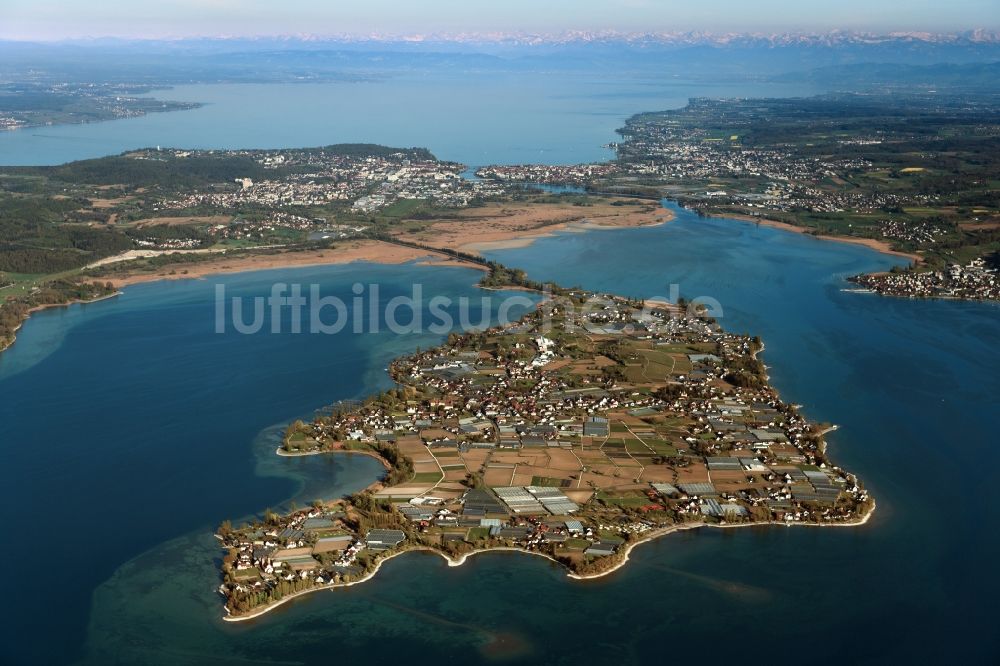 Luftbild Reichenau - See- Insel Reichenau im Bodensee in Reichenau im Bundesland Baden-Württemberg