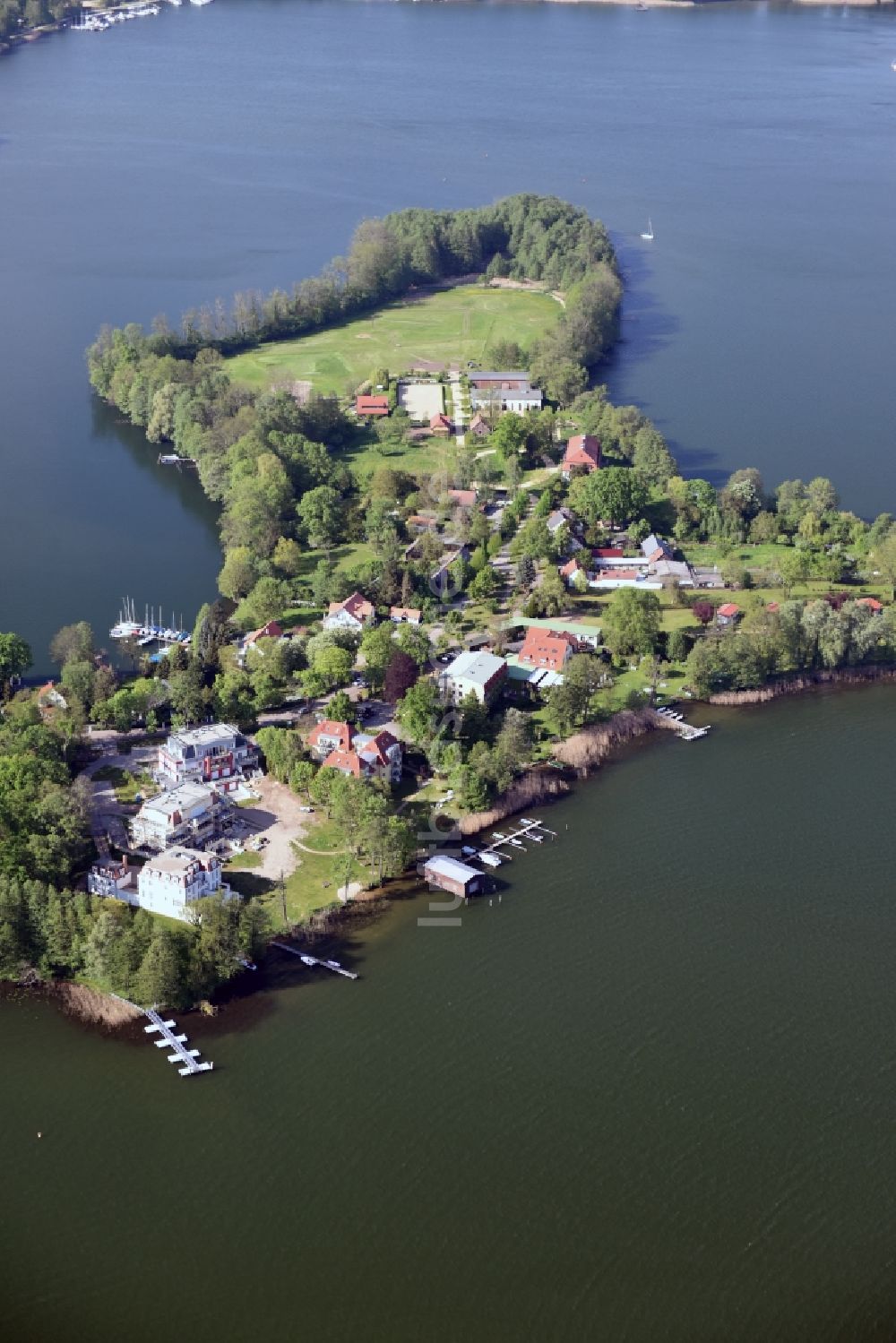 Luftbild Bad Saarow - See- Insel auf dem Scharmützelsee in Bad Saarow im Bundesland Brandenburg