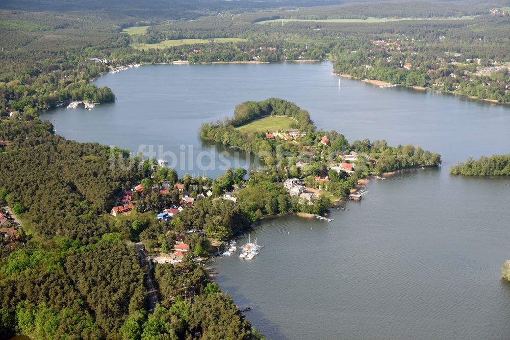 Luftaufnahme Bad Saarow - See- Insel auf dem Scharmützelsee in Bad Saarow im Bundesland Brandenburg