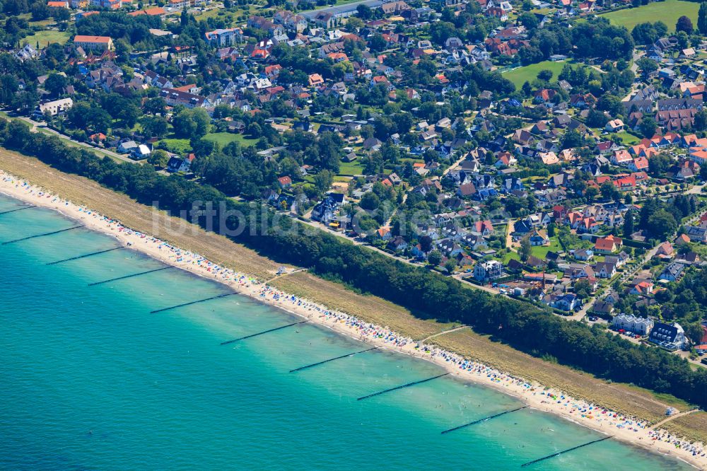 Luftaufnahme Zingst - Seebrücke am Sandstrand der Ostsee in Zingst im Bundesland Mecklenburg-Vorpommern, Deutschland