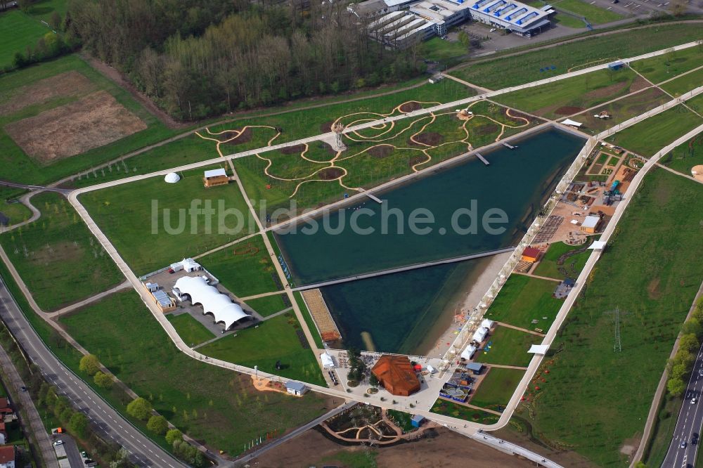 Lahr/Schwarzwald von oben - Seepark auf dem Areal der Landesgartenschau 2018 in Lahr/Schwarzwald im Bundesland Baden-Württemberg, Deutschland