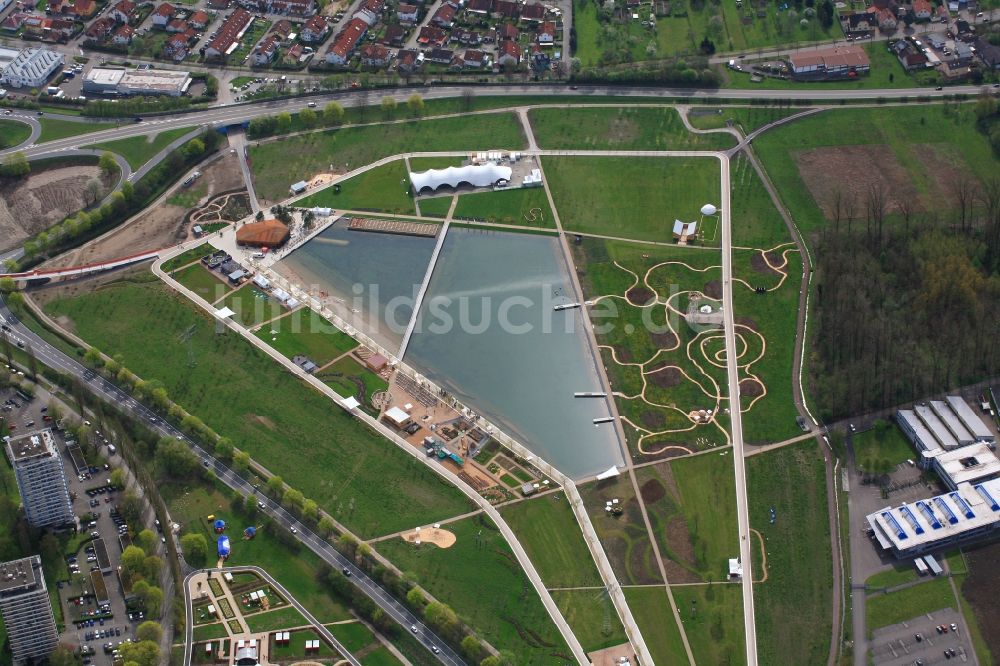 Luftbild Lahr/Schwarzwald - Seepark Ausstellungsgelände auf dem Areal der Landesgartenschau 2018 in Lahr/Schwarzwald im Bundesland Baden-Württemberg, Deutschland