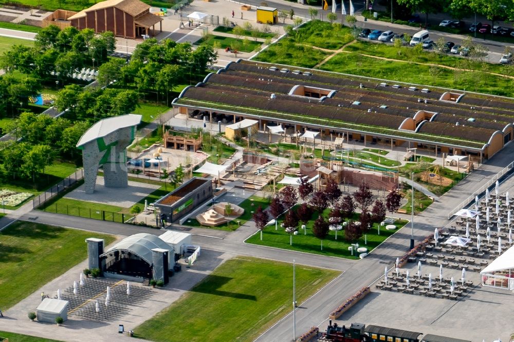 Lahr/Schwarzwald von oben - Seepark und Kleingartenpark auf dem Areal der Landesgartenschau 2018 in Lahr/Schwarzwald im Bundesland Baden-Württemberg, Deutschland