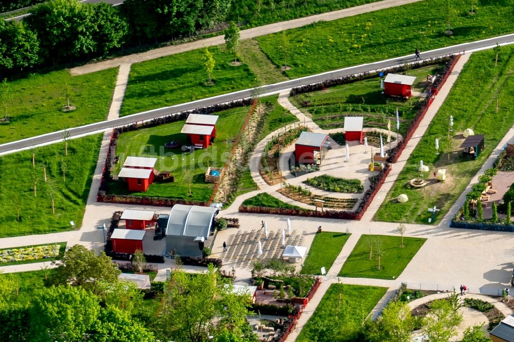 Luftaufnahme Lahr/Schwarzwald - Seepark und Kleingartenpark auf dem Areal der Landesgartenschau 2018 in Lahr/Schwarzwald im Bundesland Baden-Württemberg, Deutschland