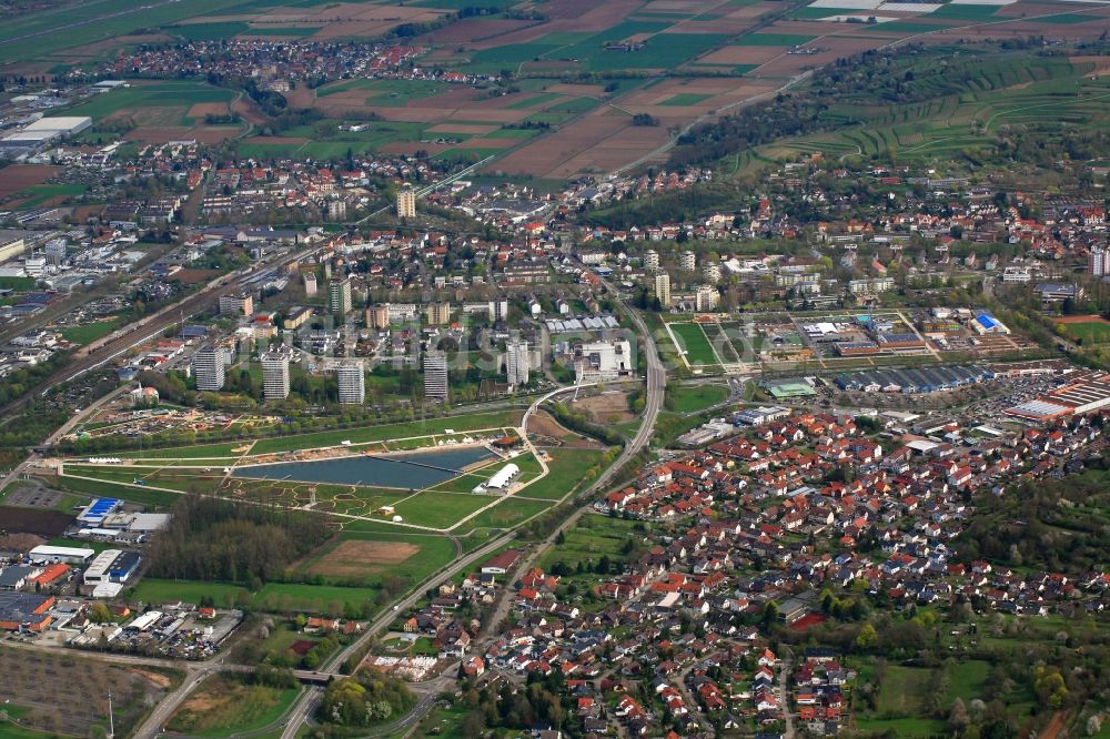 Lahr/Schwarzwald von oben - Seepark, Kleingartenpark und Bürgerpark auf dem Areal der Landesgartenschau 2018 in Lahr/Schwarzwald im Bundesland Baden-Württemberg, Deutschland