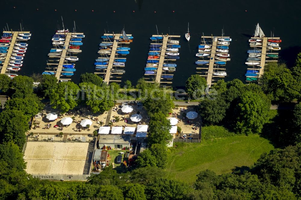 Luftaufnahme Bochum - Segelbootanleger am Ufer des Kemnader See - Stausee bei Bochum in Nordrhein-Westfalen