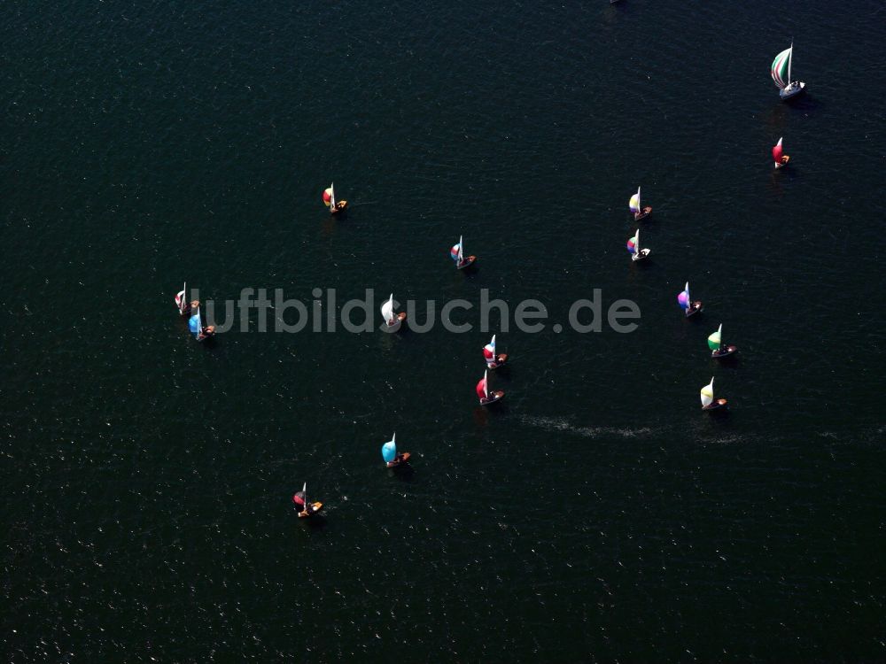 Luftbild Priborn - Segelboote auf dem Müritzsee in der Gemeinde Priborn im Bundesland Mecklenburg-Vorpommern