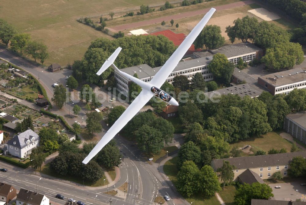 Luftbild Hamm - Segelflugzeug ASW21 über der Hammer Innenstadt