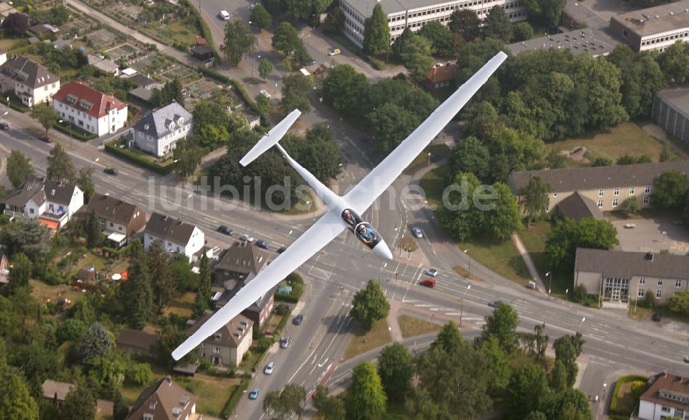 Luftaufnahme Hamm - Segelflugzeug ASW21 über der Hammer Innenstadt