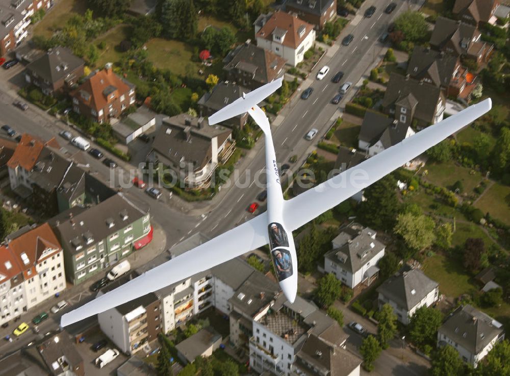 Hamm von oben - Segelflugzeug ASW21 über der Hammer Innenstadt