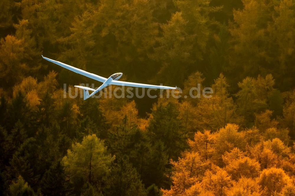 Luftbild Hamm - Segelflugzeug Duo Discus im Fluge über dem Luftraum in Hamm im Bundesland Nordrhein-Westfalen