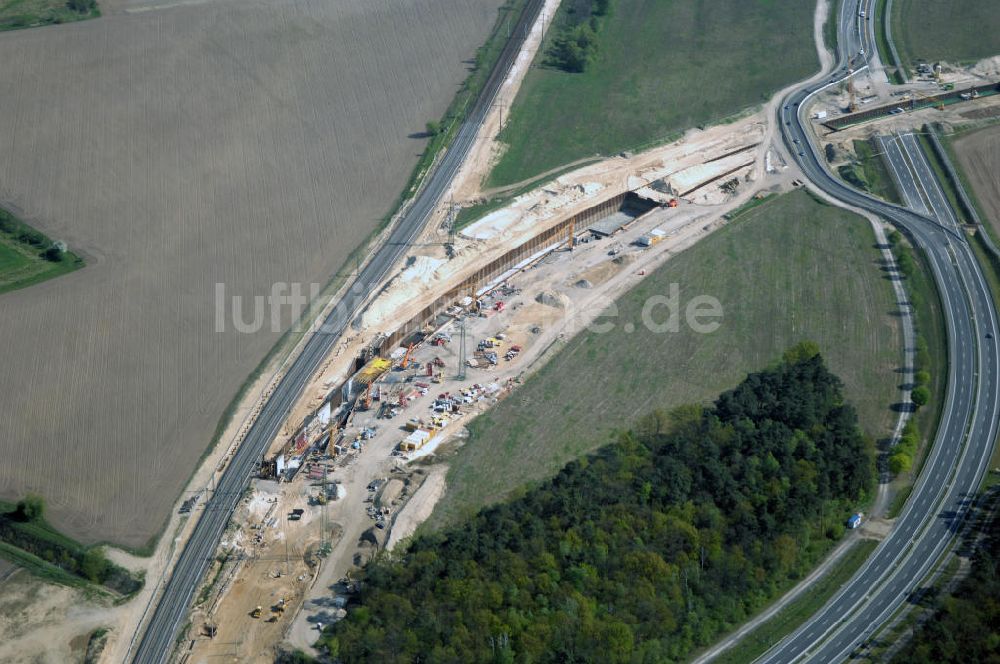 Luftbild SELCHOW - Selchower Kurve der Deutschen Bahn beim Anschluß des Flughafens Schönefeld BBI