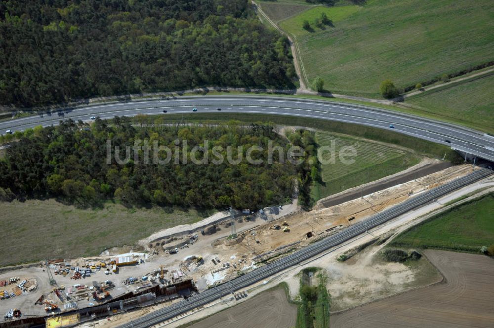 Luftaufnahme SELCHOW - Selchower Kurve der Deutschen Bahn beim Anschluß des Flughafens Schönefeld BBI