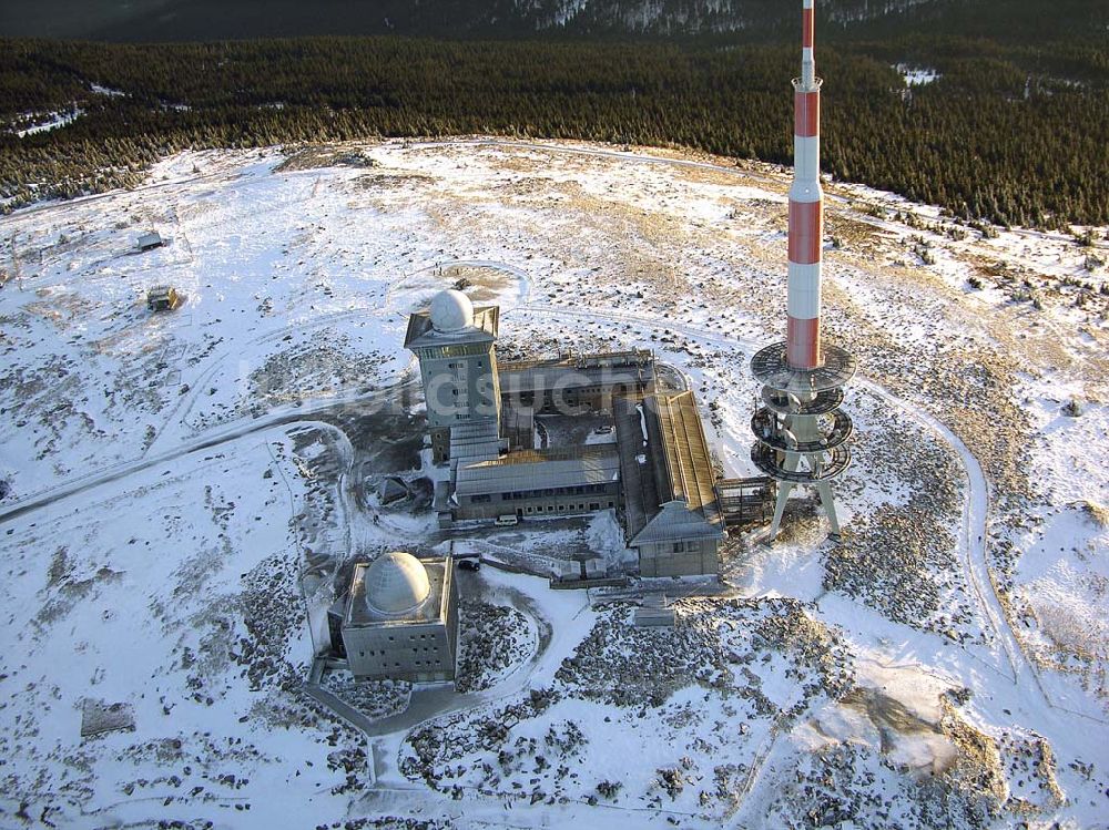 Luftbild Brocken / Harz - Sendeanlagen auf dem Brocken der Deutsche Telekom AG